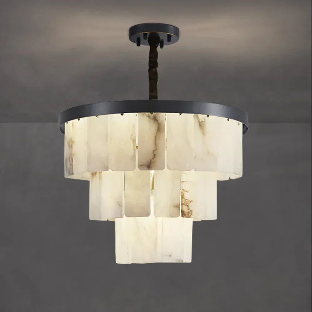 Luxurious Cascading Snow Plaster Alabaster Chandelier – Alabaster detail 18
