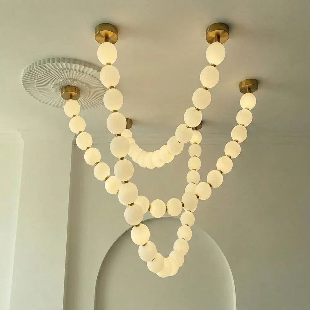 Luxurious Pearl Necklace Brass Chandelier – Brass detail 17