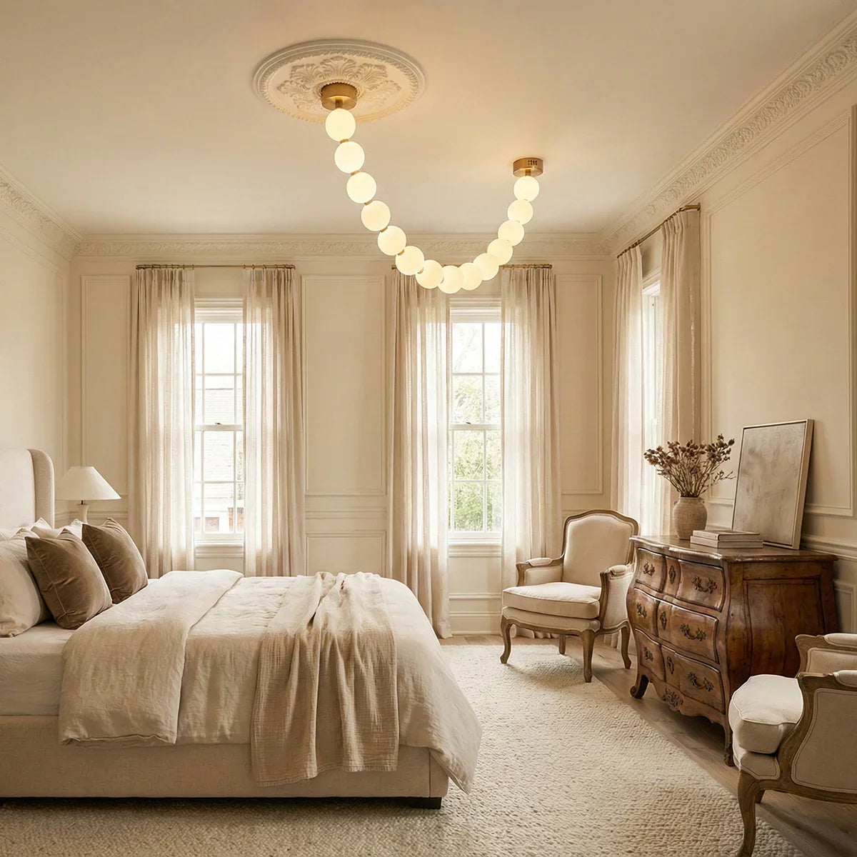 Luxurious Pearl Necklace Brass Chandelier – Brass detail 4