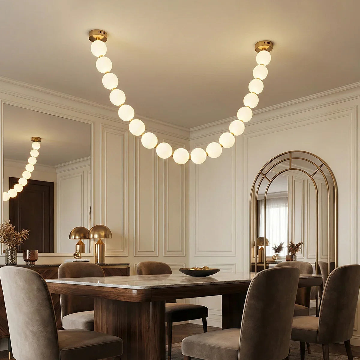 Luxurious Pearl Necklace Brass Chandelier – Brass detail 5