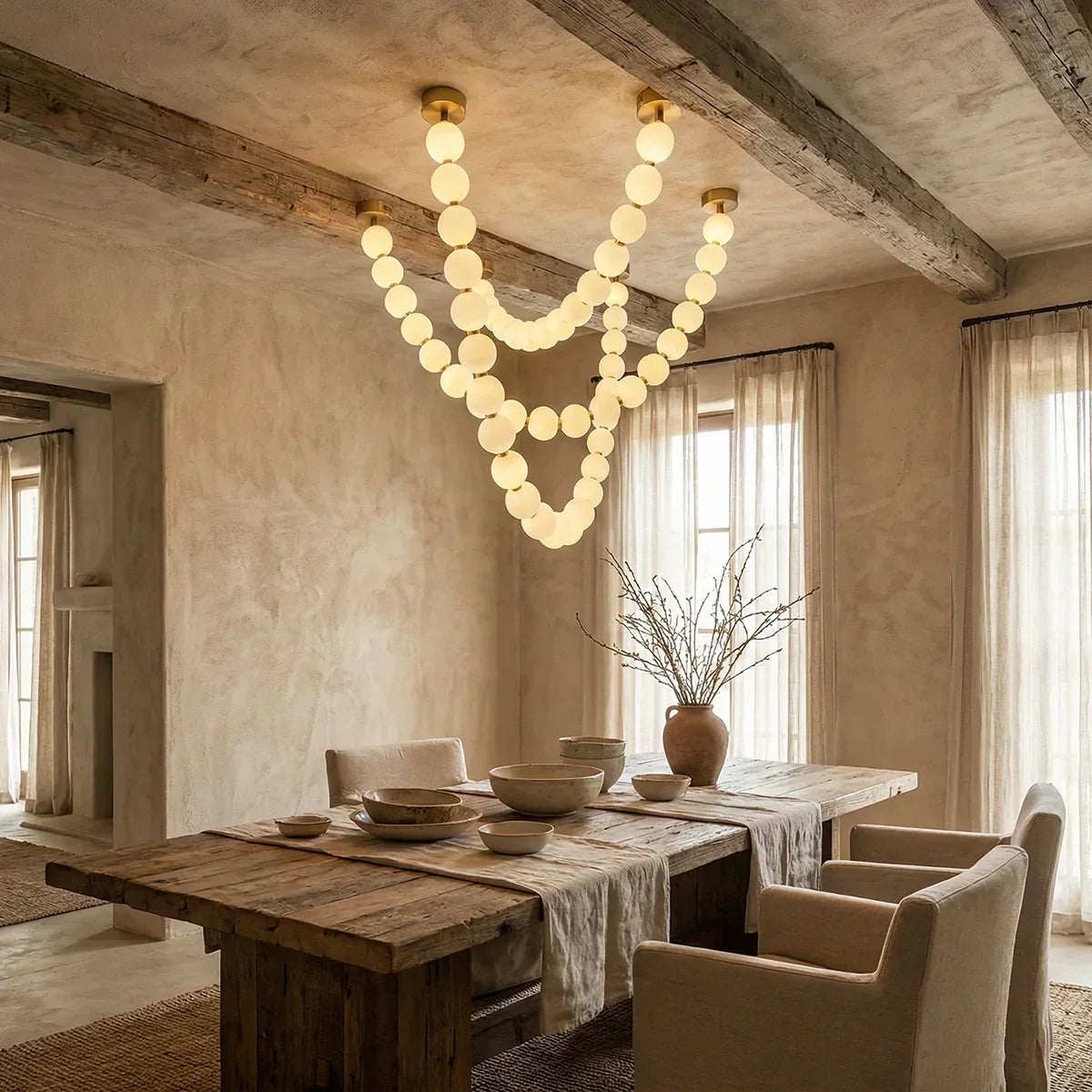 Luxurious Pearl Necklace Brass Chandelier – Brass detail 9