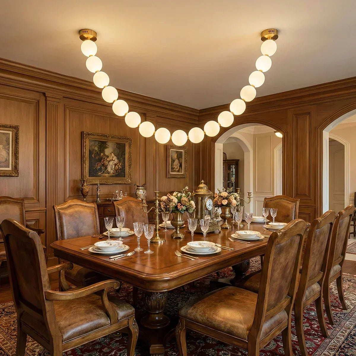 Luxurious Pearl Necklace Brass Chandelier – Brass detail 10