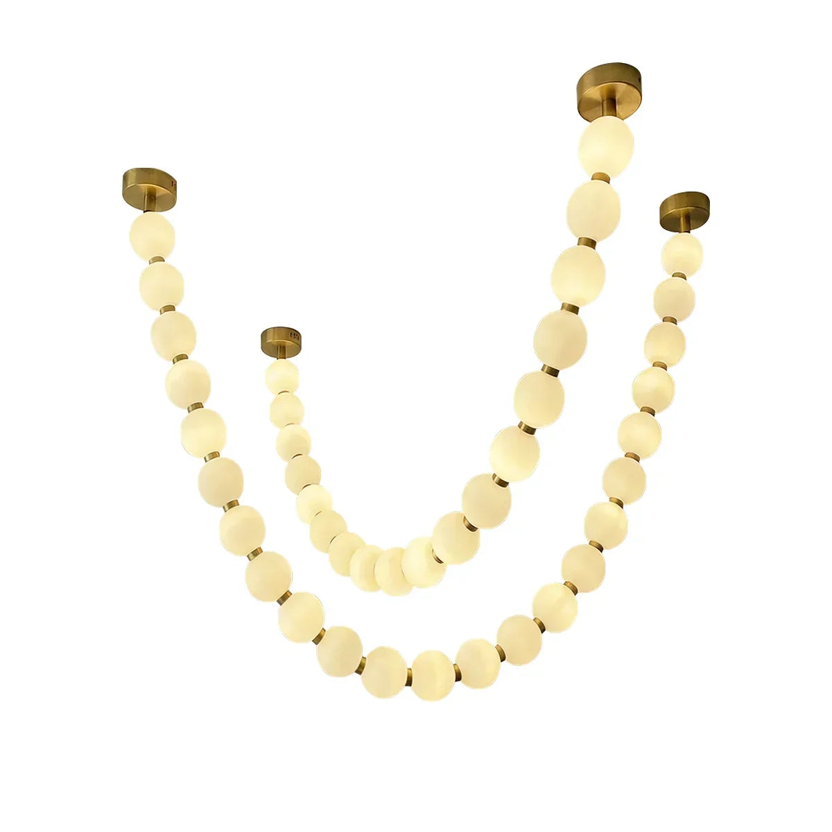 Luxurious Pearl Necklace Brass Chandelier