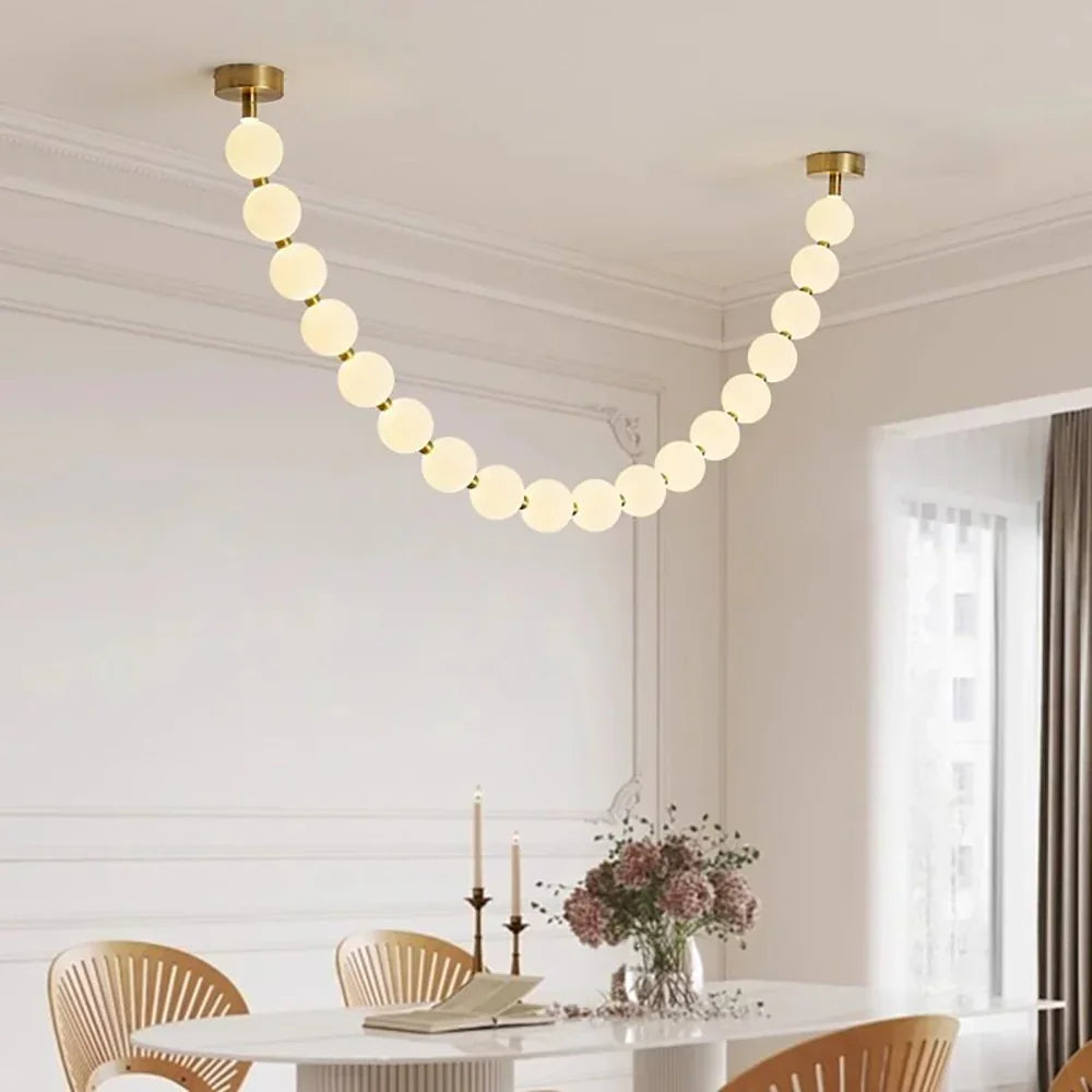 Luxurious Pearl Necklace Brass Chandelier – Brass detail 25