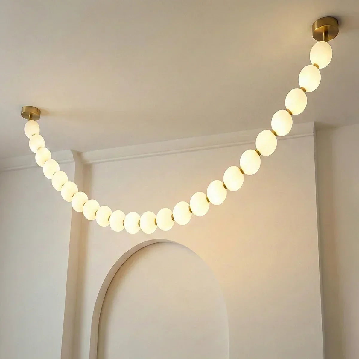 Luxurious Pearl Necklace Brass Chandelier – Brass detail 14