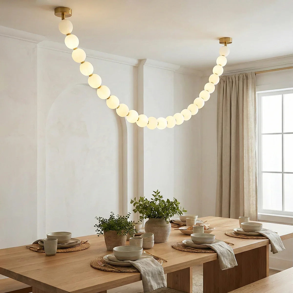 Luxurious Pearl Necklace Brass Chandelier – Brass detail 6