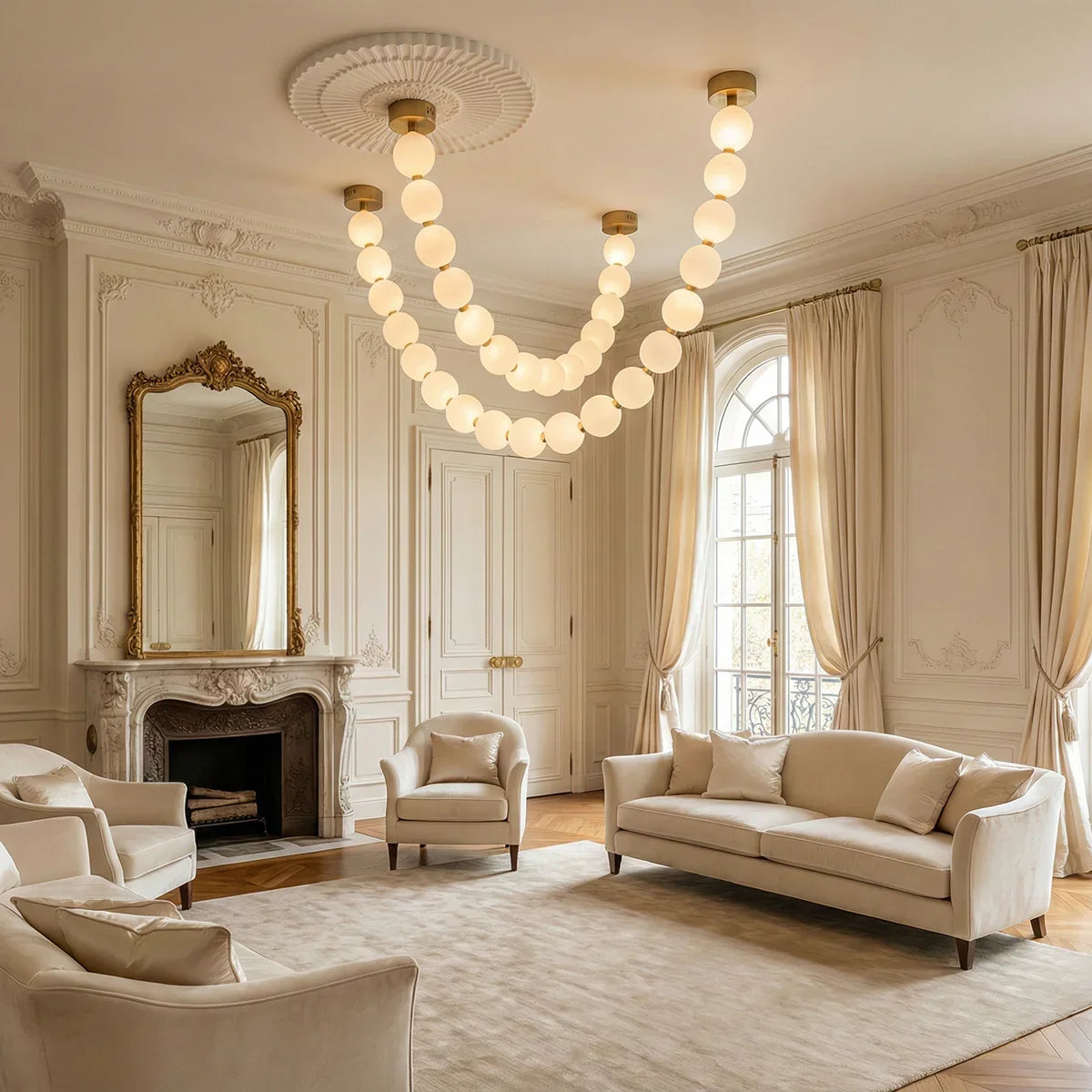 Luxurious Pearl Necklace Brass Chandelier – Brass detail 3