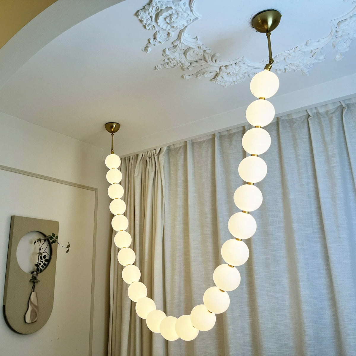 Luxurious Pearl Necklace Brass Chandelier – Brass detail 35