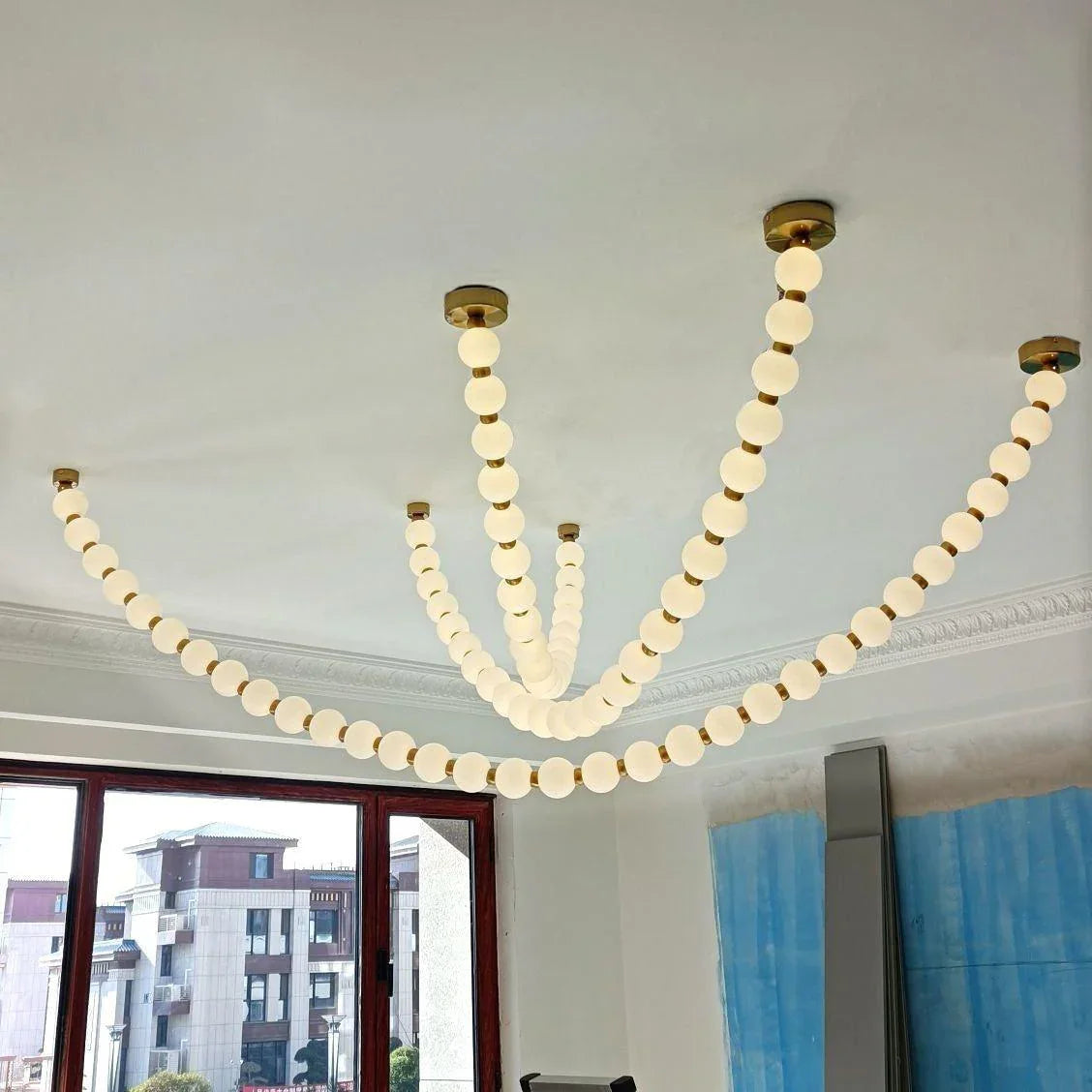 Luxurious Pearl Necklace Brass Chandelier – Brass detail 19
