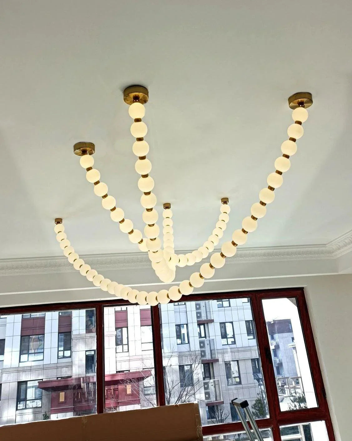 Luxurious Pearl Necklace Brass Chandelier – Brass detail 40