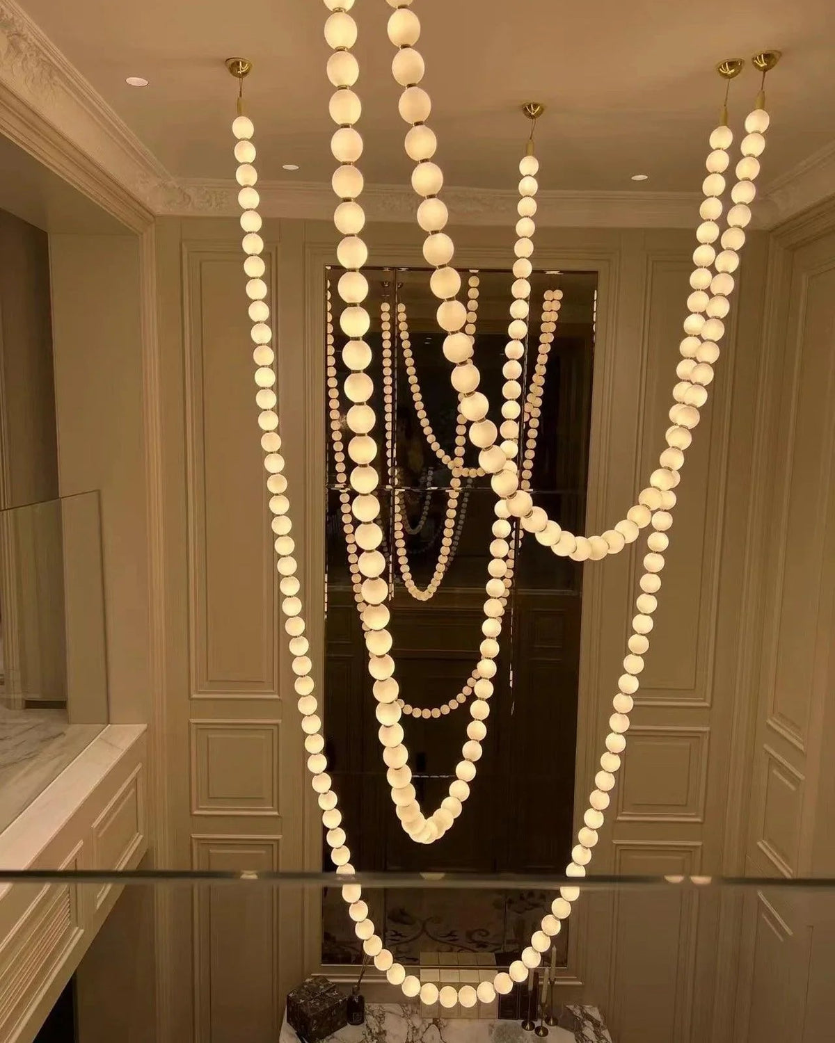 Luxurious Pearl Necklace Brass Chandelier – Brass detail 41