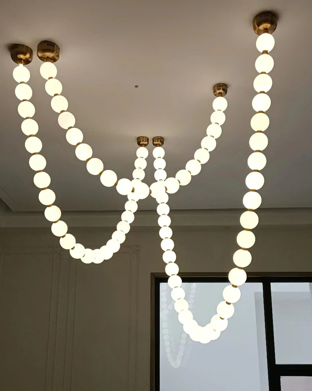 Luxurious Pearl Necklace Brass Chandelier – Brass detail 45