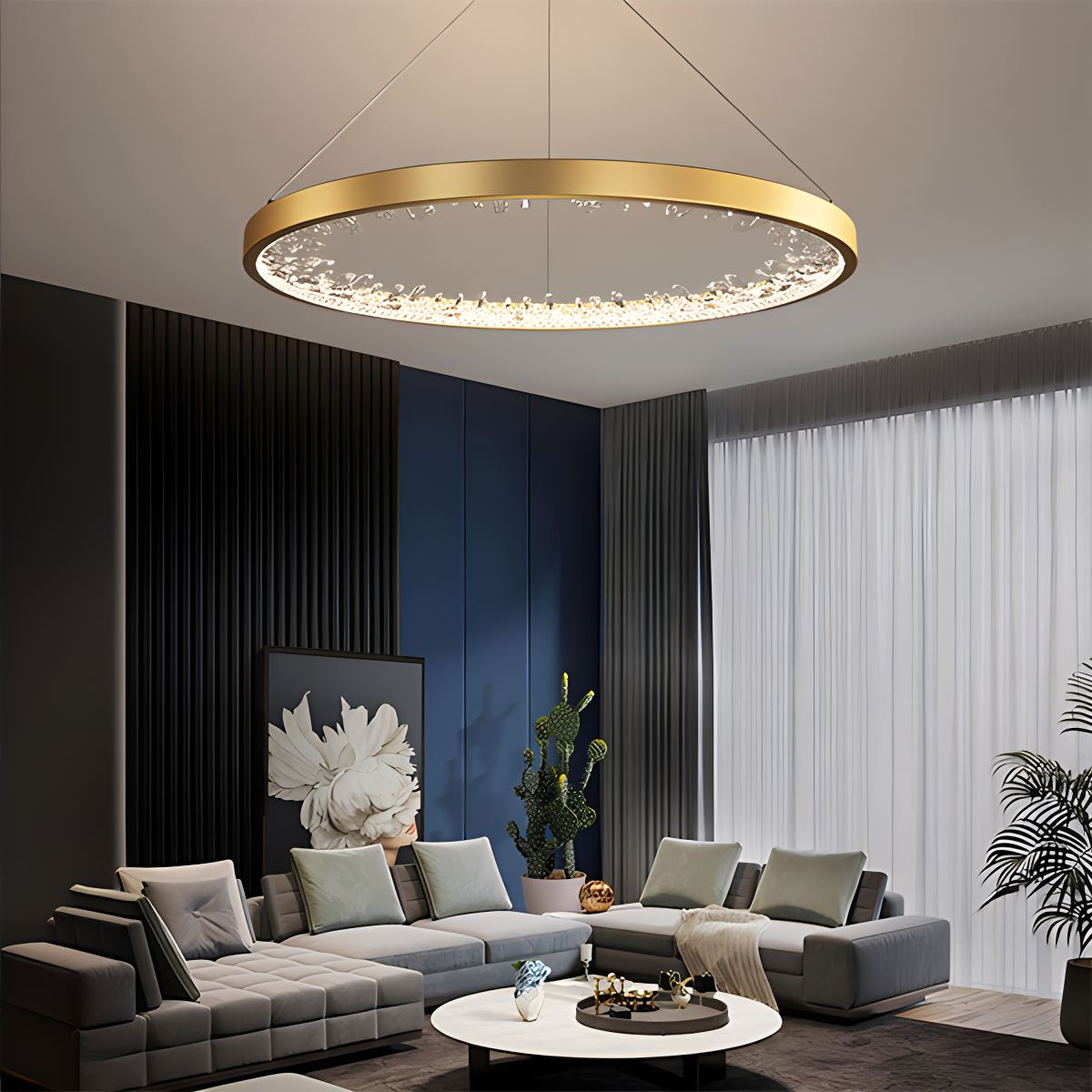 Circle Crystal Chandelier for Living Room – Crystal detail 5