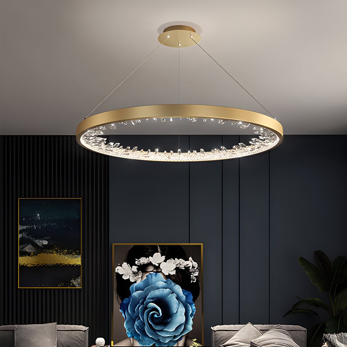 Circle Crystal Chandelier for Living Room – Crystal detail 2