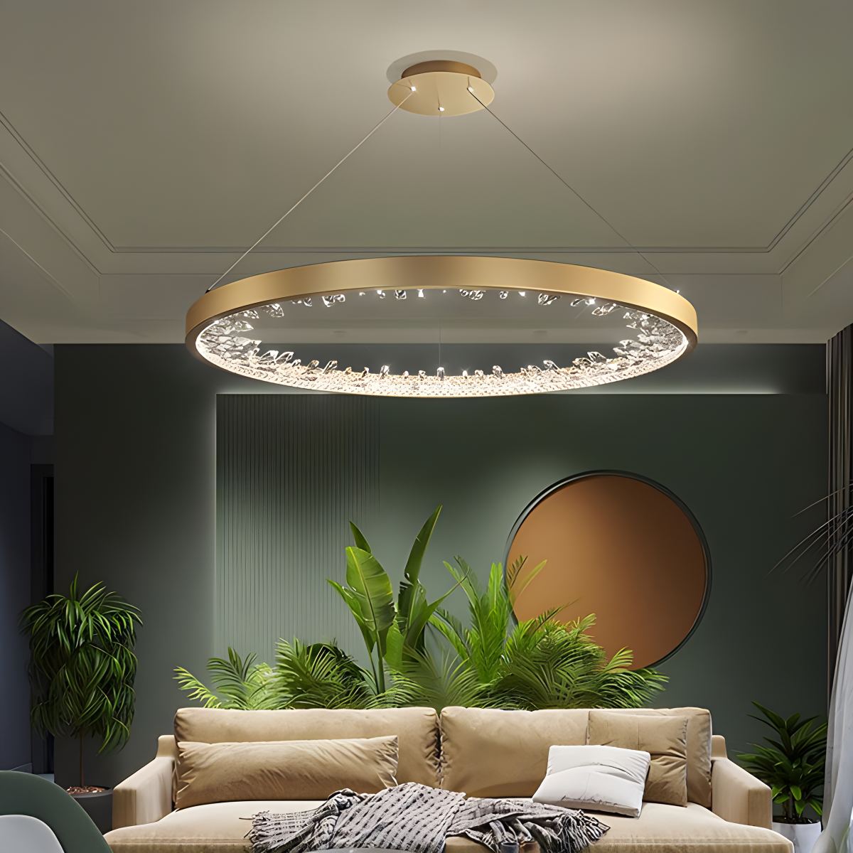 Circle Crystal Chandelier for Living Room – Crystal detail 4