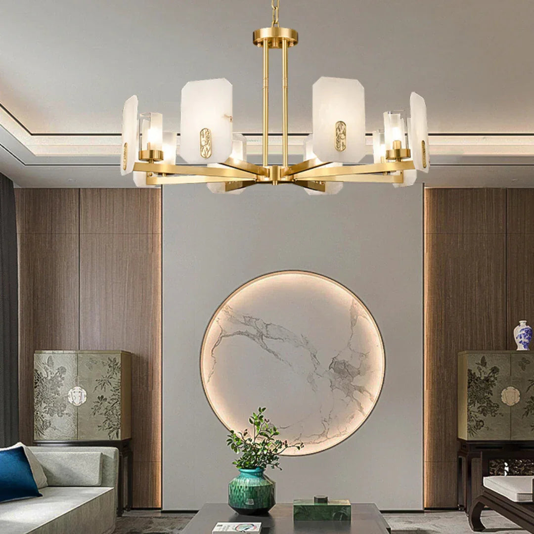 Alabaster Marble Chandelier Copper – Alabaster detail 9