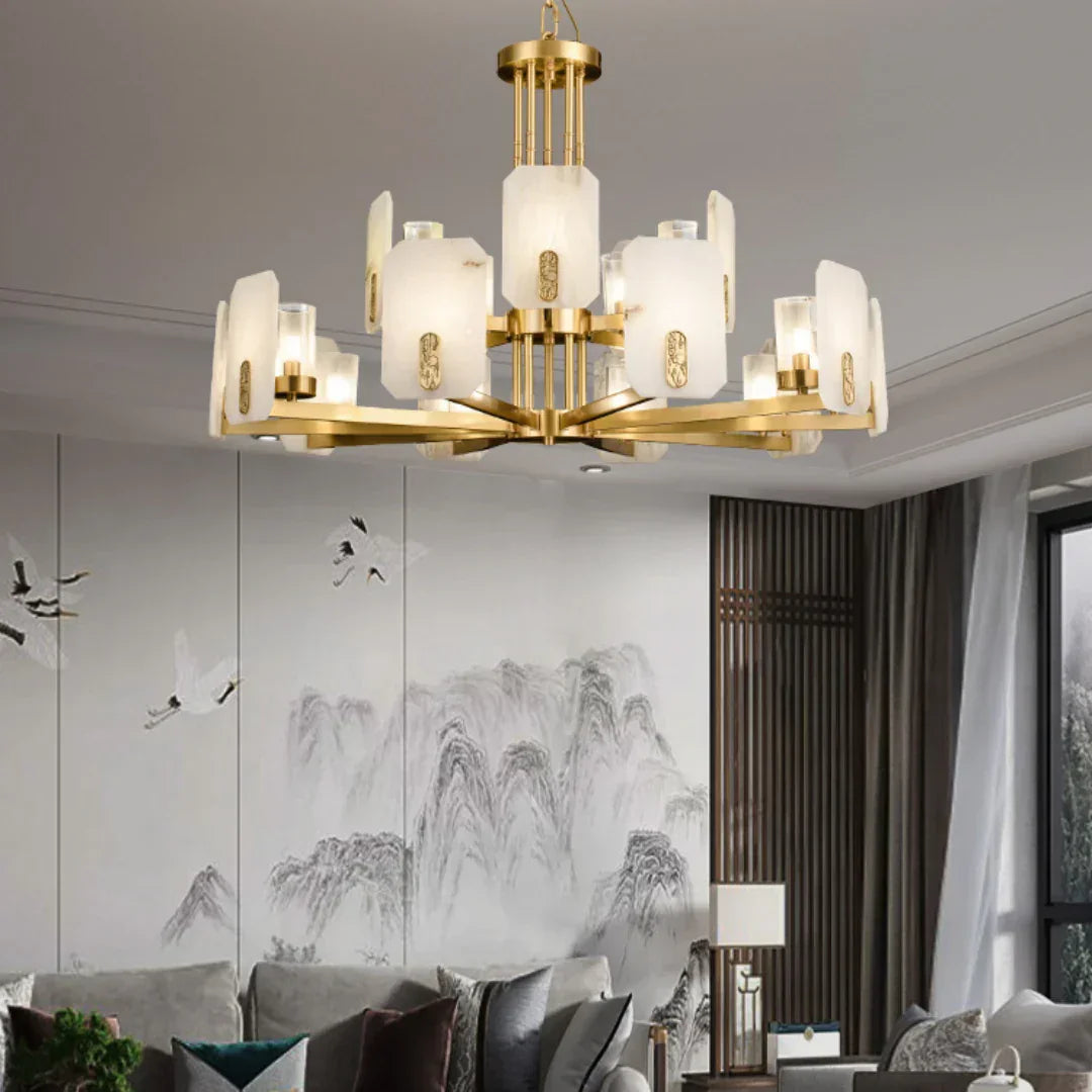 Alabaster Marble Chandelier Copper – Alabaster detail 3