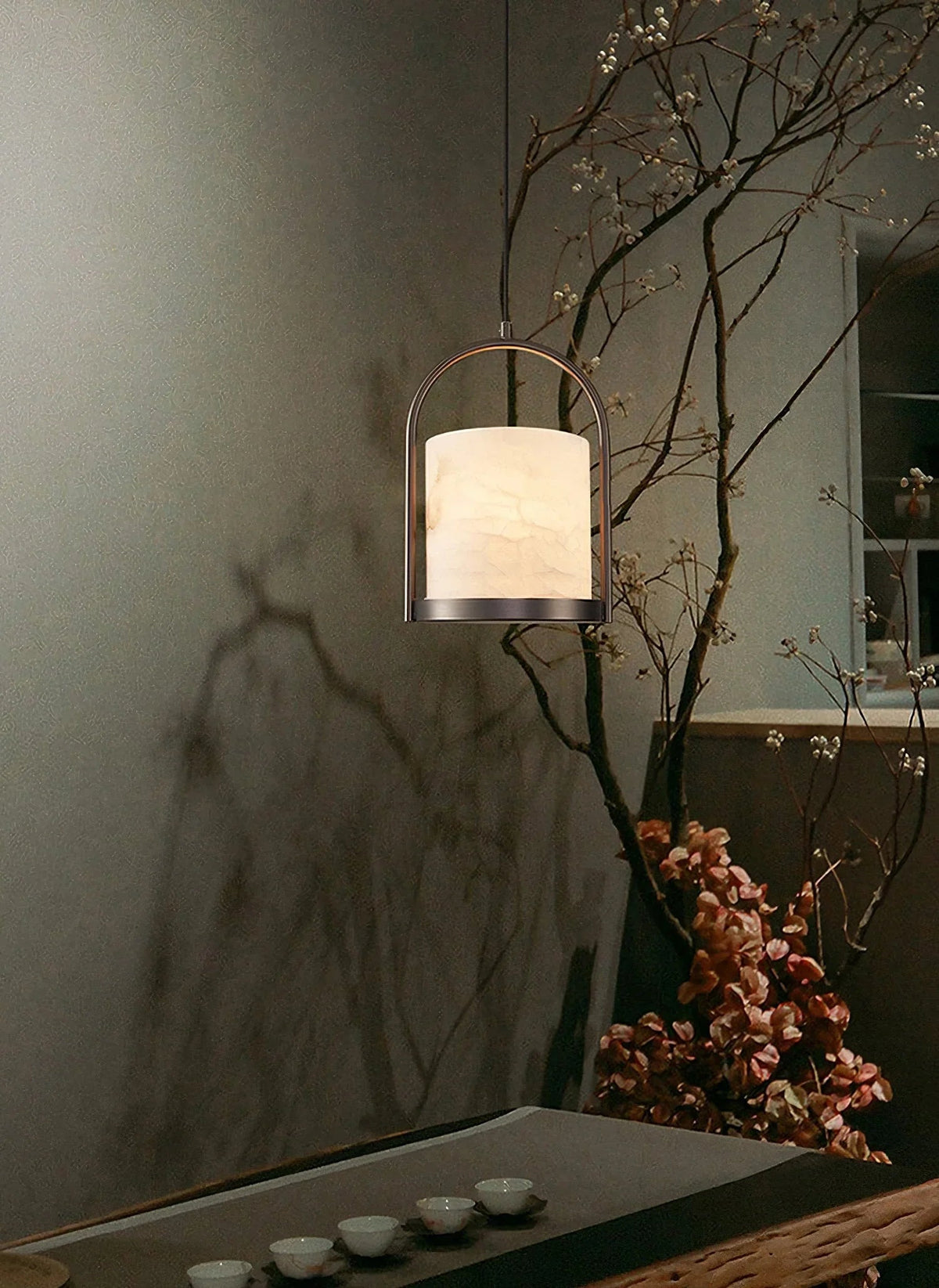 Alabaster Cylinder Pendant Light – Alabaster detail 9