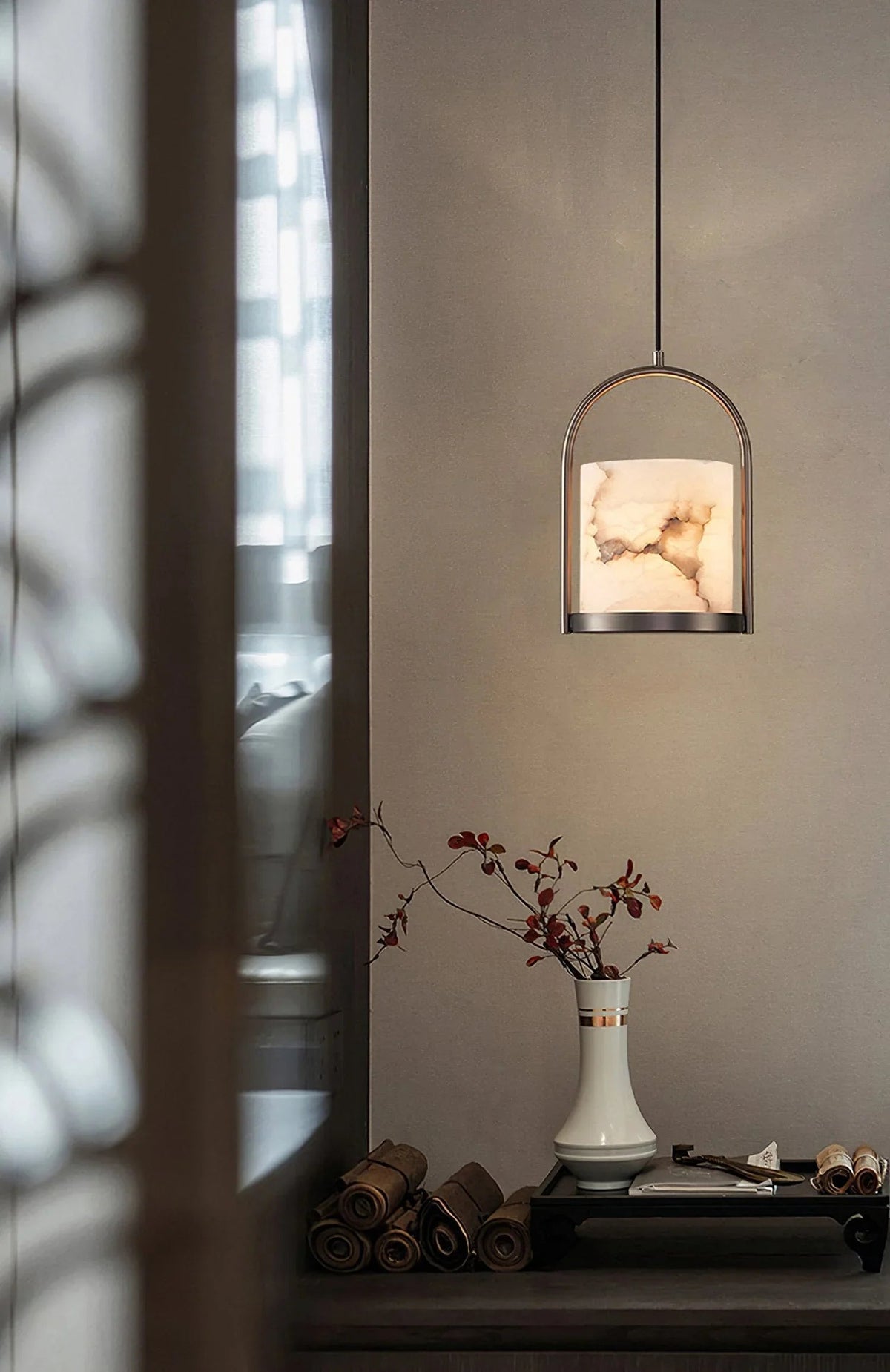 Alabaster Cylinder Pendant Light – Alabaster detail 12