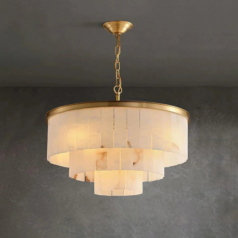 Rectangular Alabaster Tiered Round Chandelier – Alabaster detail 16