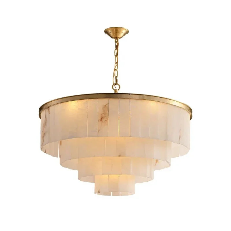 Rectangular Alabaster Tiered Round Chandelier – Alabaster detail 26