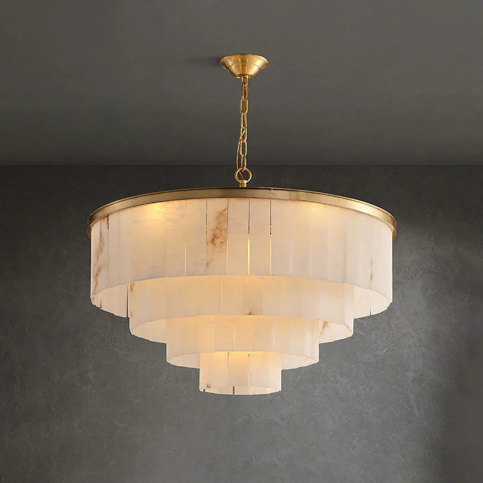Rectangular Alabaster Tiered Round Chandelier – Alabaster detail 18