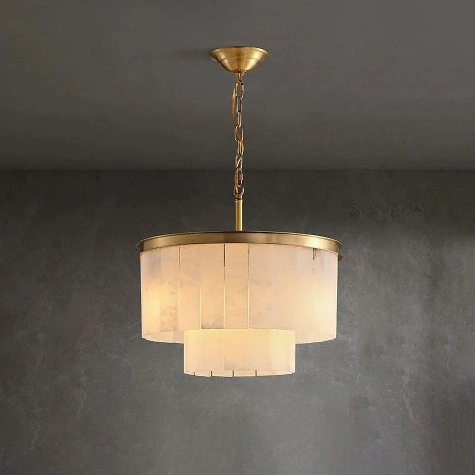 Rectangular Alabaster Tiered Round Chandelier – Alabaster detail 15