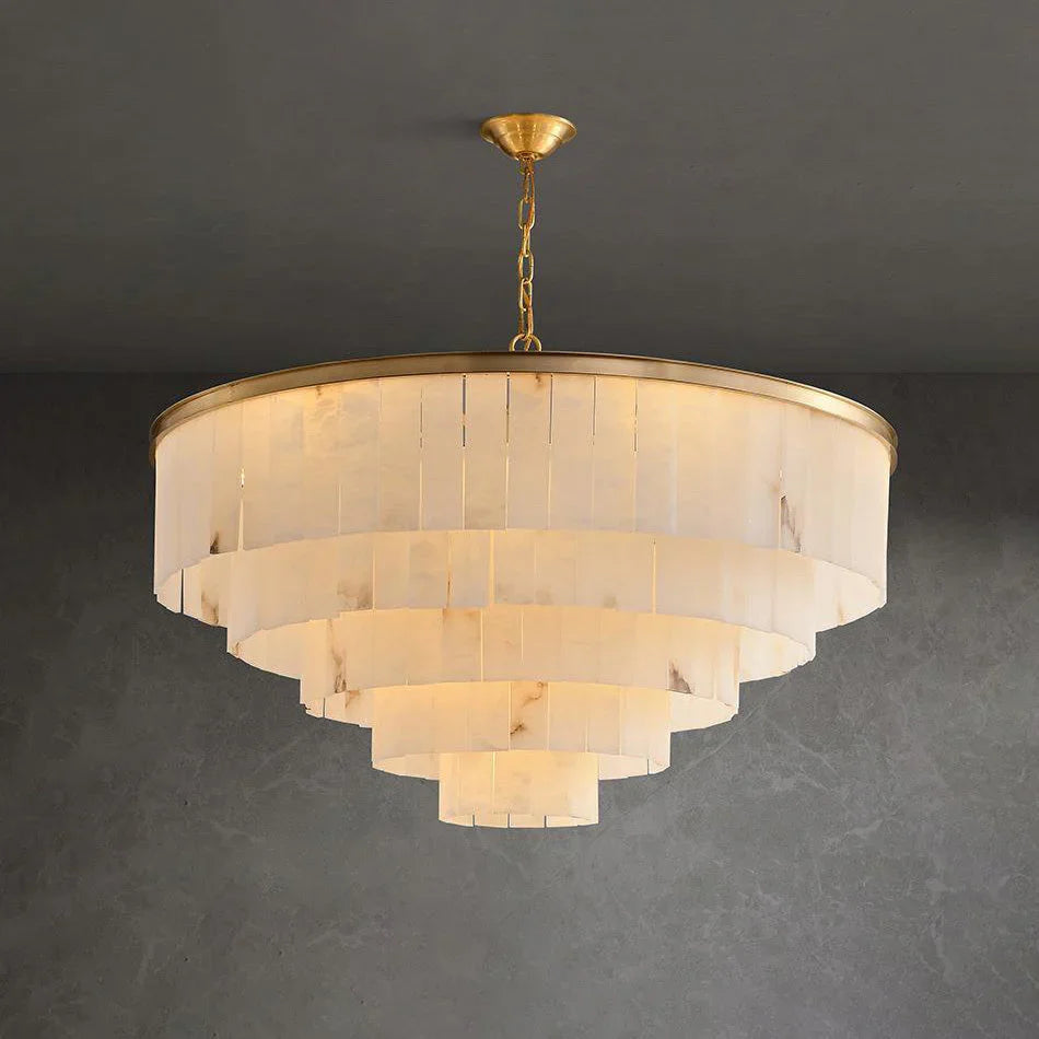 Rectangular Alabaster Tiered Round Chandelier – Alabaster detail 17