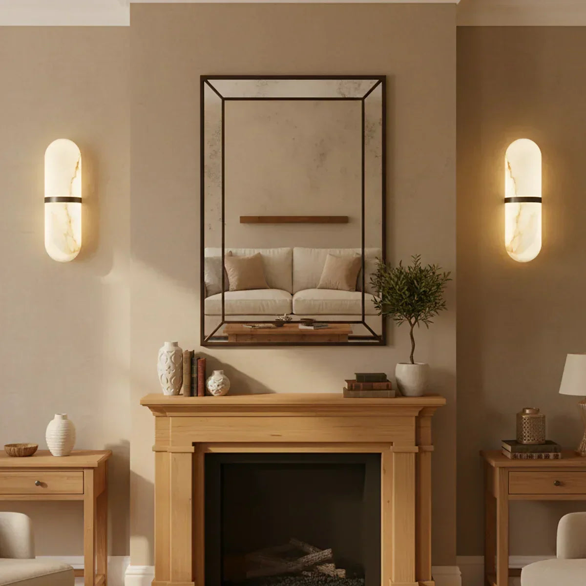 Oval Alabaster Semi-Circular Wall Lamp – Alabaster detail 14