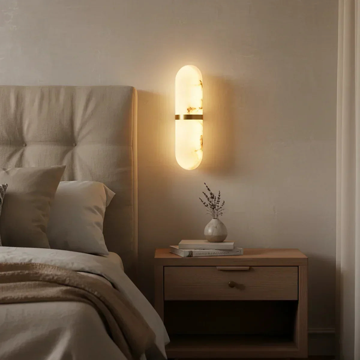 Oval Alabaster Semi-Circular Wall Lamp – Alabaster detail 2