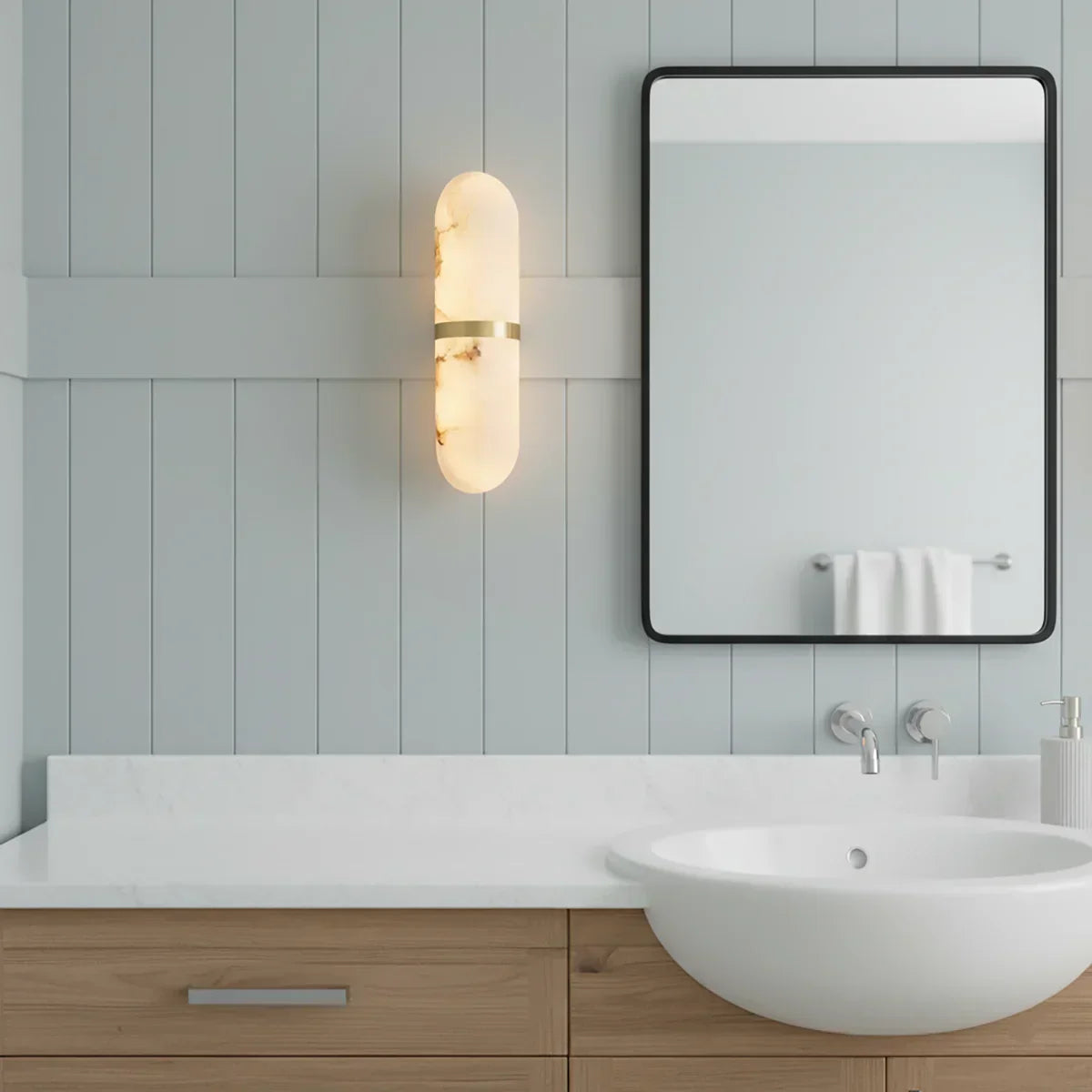 Oval Alabaster Semi-Circular Wall Lamp – Alabaster detail 6