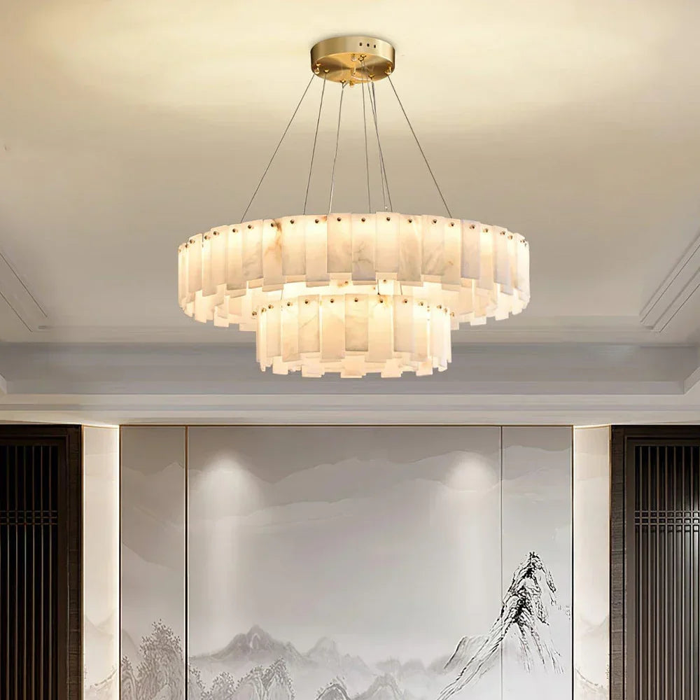 Modern Alabaster Celestial Round Chandelier – Alabaster detail 5