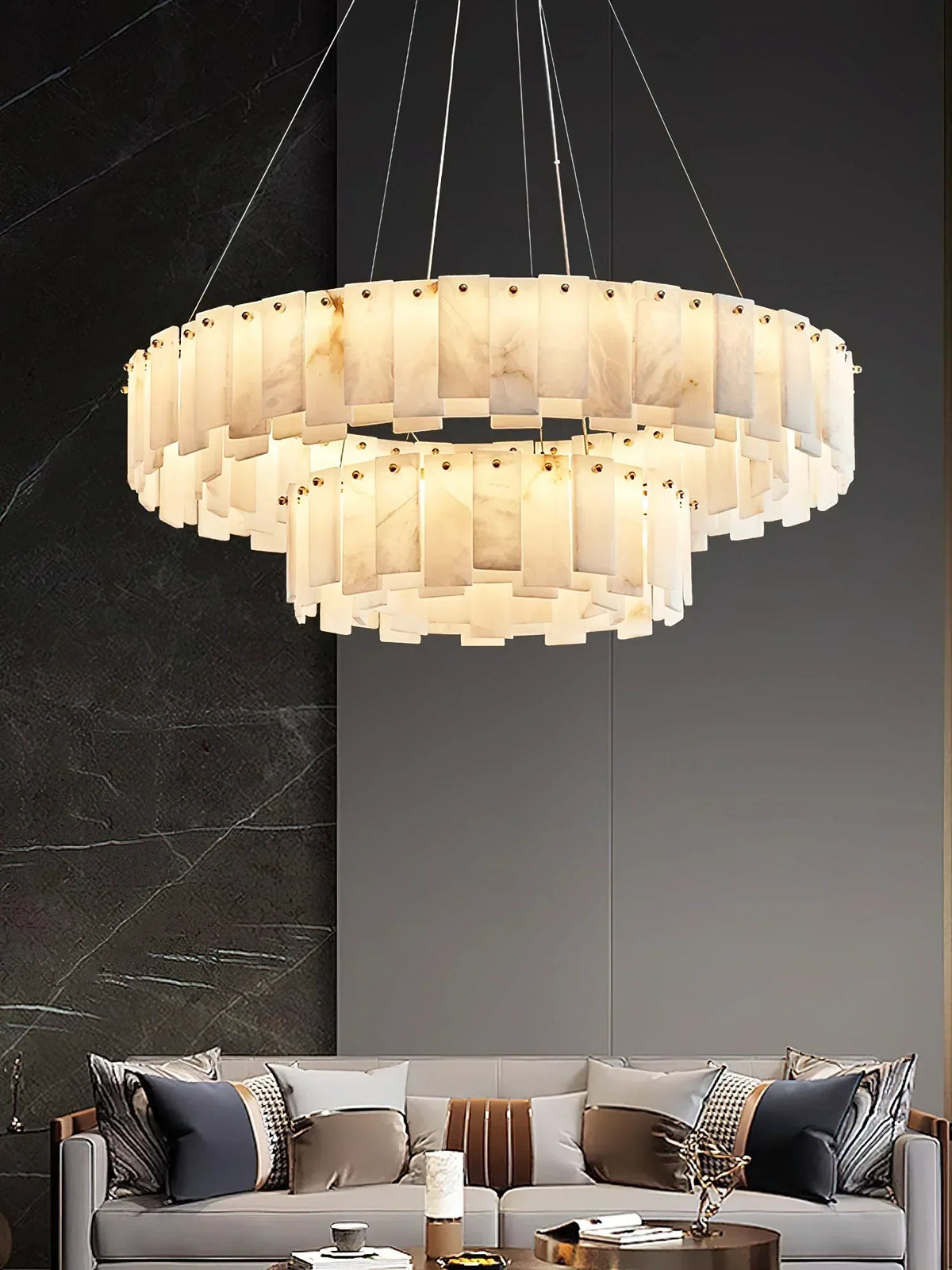 Modern Alabaster Celestial Round Chandelier – Alabaster detail 13