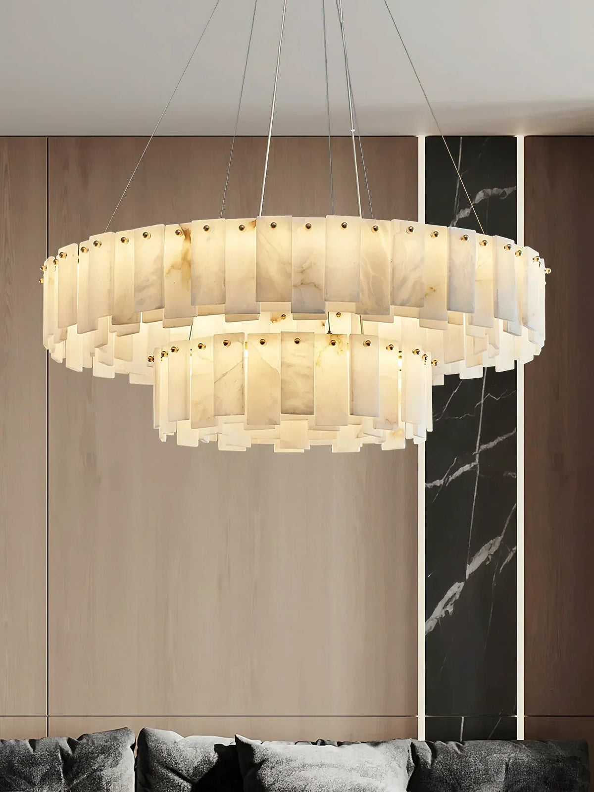 Modern Alabaster Celestial Round Chandelier – Alabaster detail 14