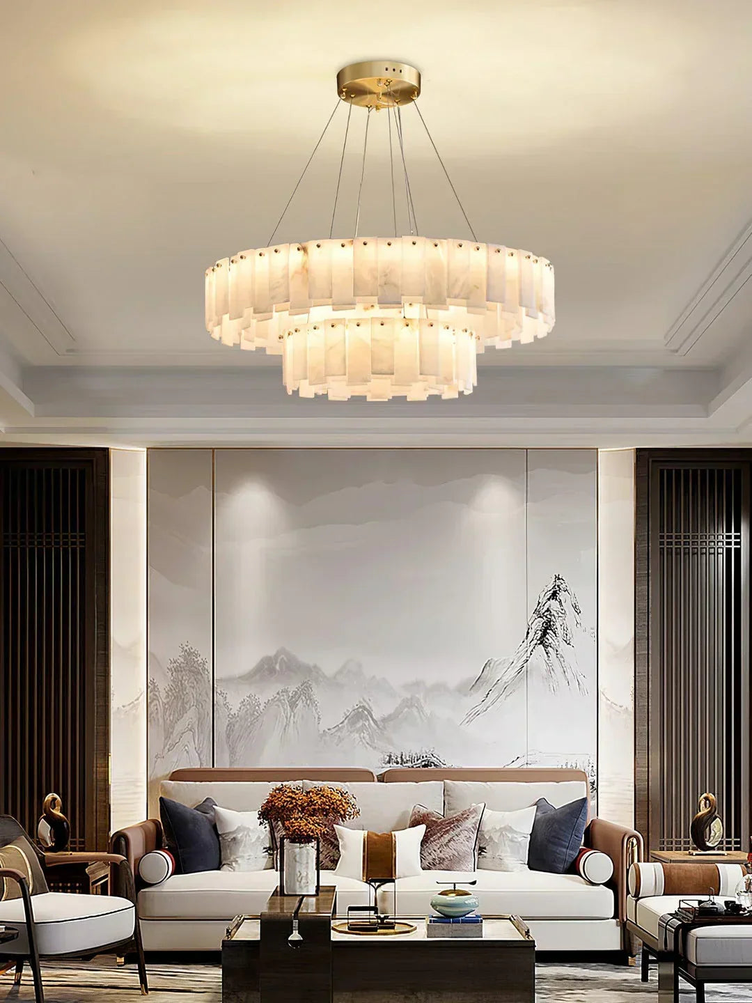 Modern Alabaster Celestial Round Chandelier – Alabaster detail 21