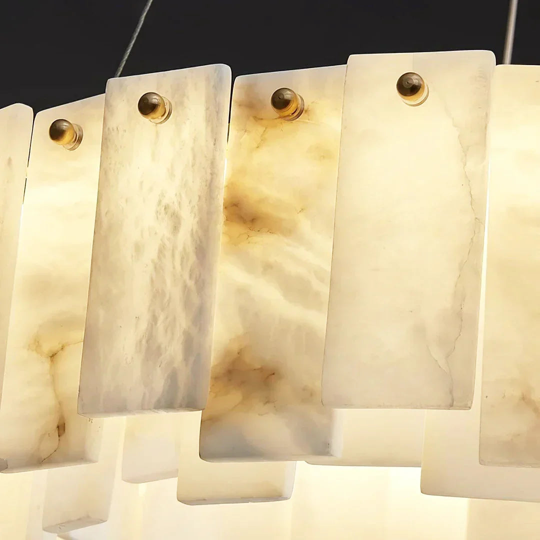 Modern Alabaster Celestial Round Chandelier – Alabaster detail 24