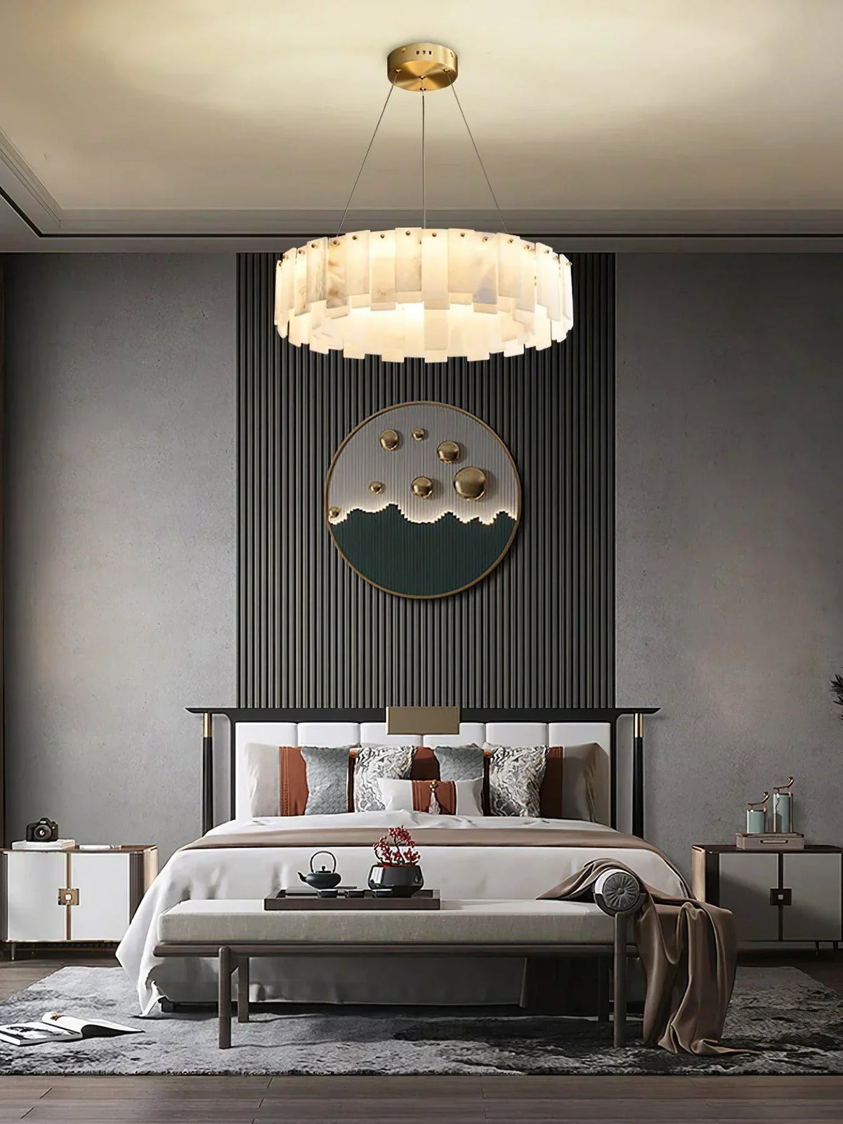 Modern Alabaster Celestial Round Chandelier – Alabaster detail 16
