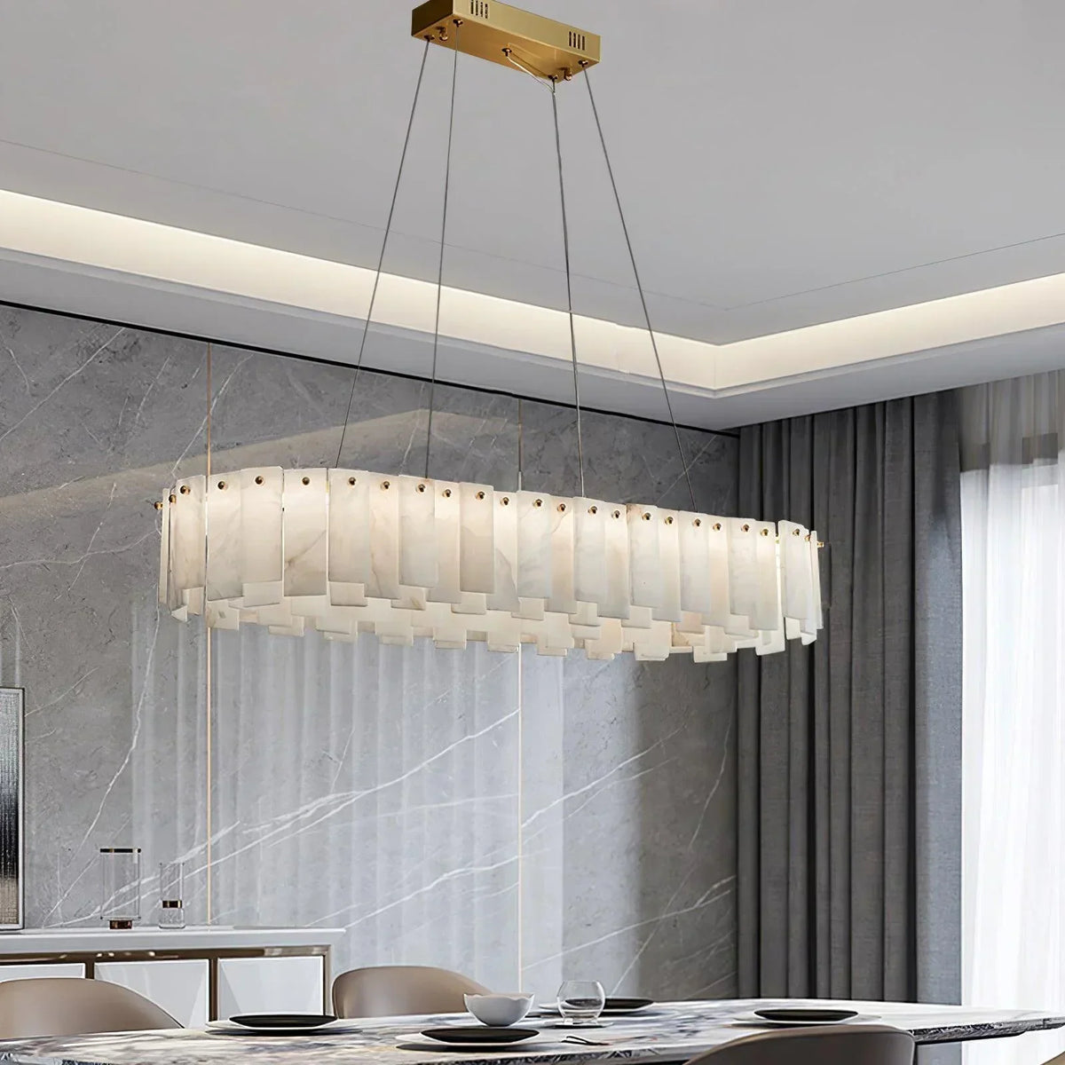Modern Alabaster Celestial Round Chandelier – Alabaster detail 17