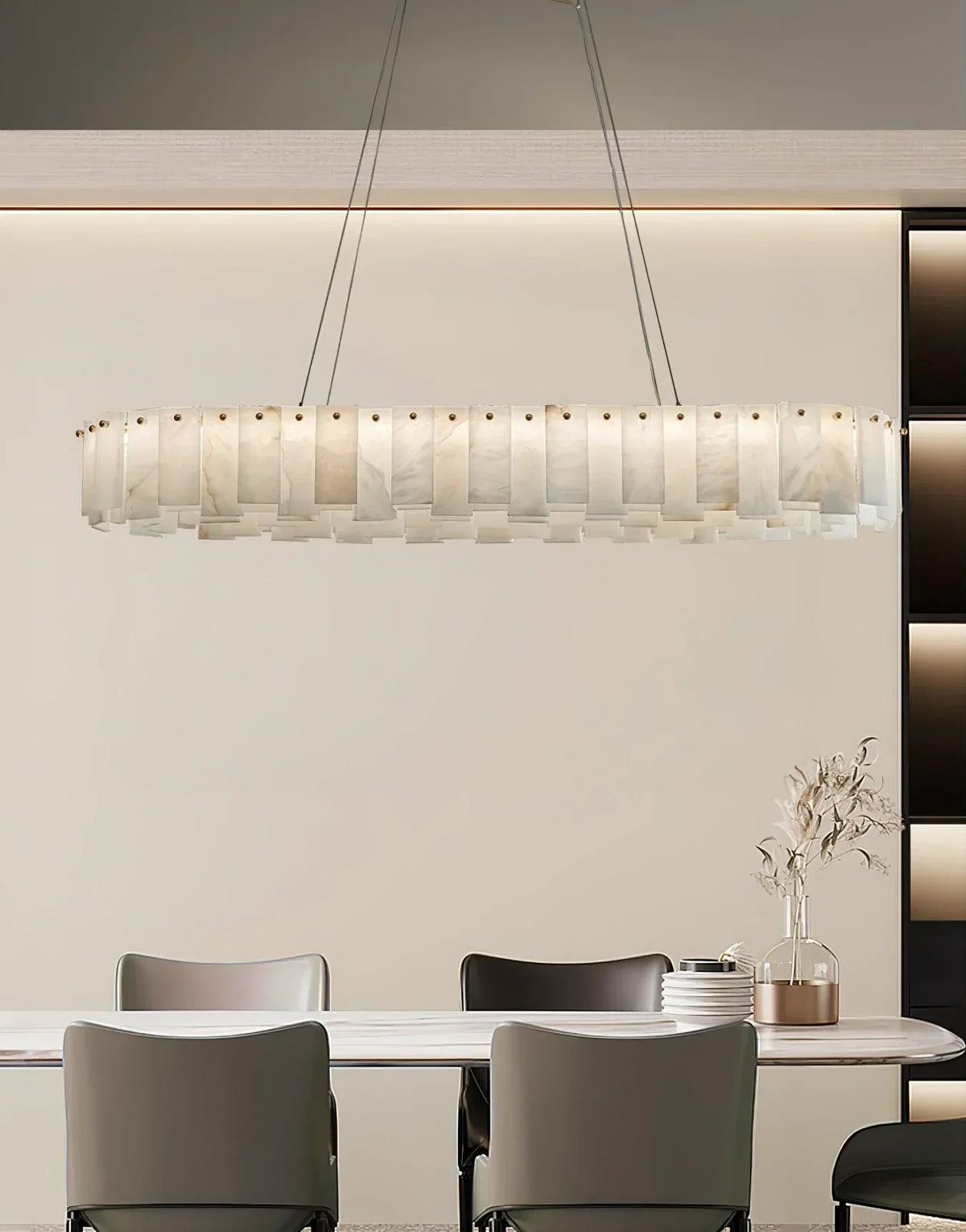 Modern Alabaster Celestial Round Chandelier – Alabaster detail 7