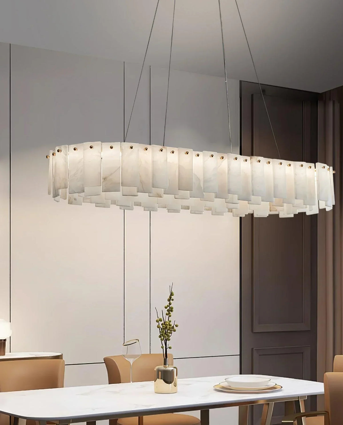 Modern Alabaster Celestial Round Chandelier – Alabaster detail 8