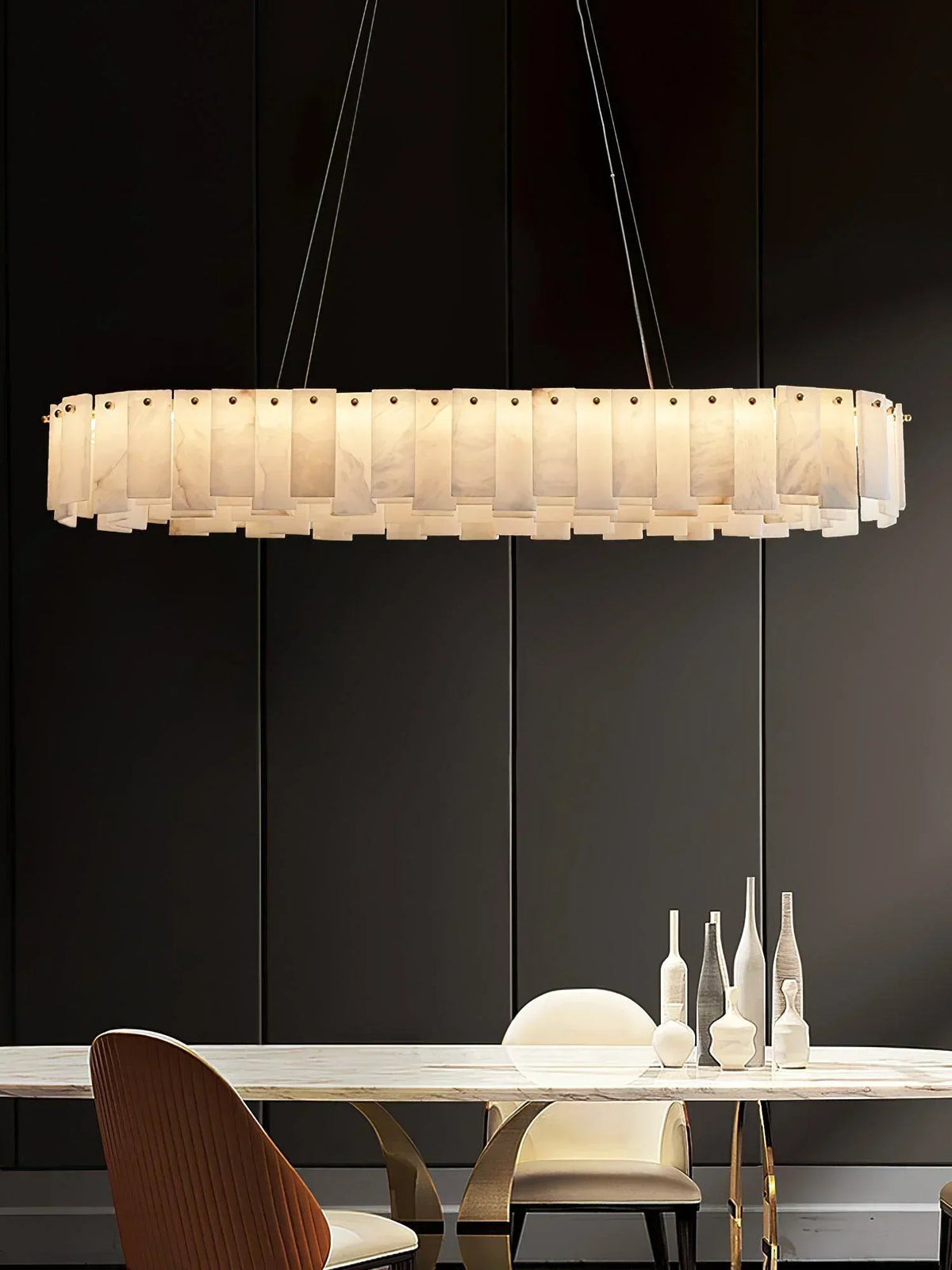 Modern Alabaster Celestial Round Chandelier – Alabaster detail 9