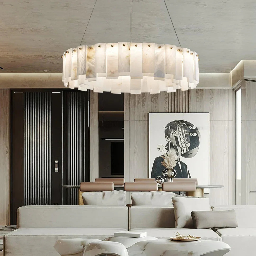 Modern Alabaster Celestial Round Chandelier – Alabaster detail 11