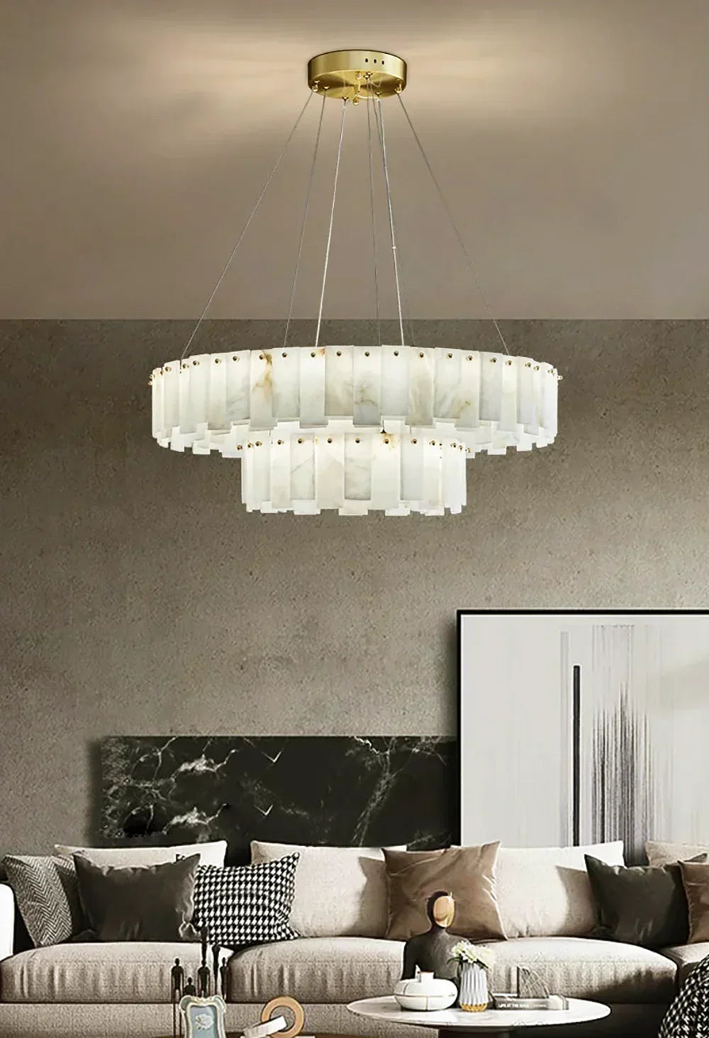 Modern Alabaster Celestial Round Chandelier – Alabaster detail 18