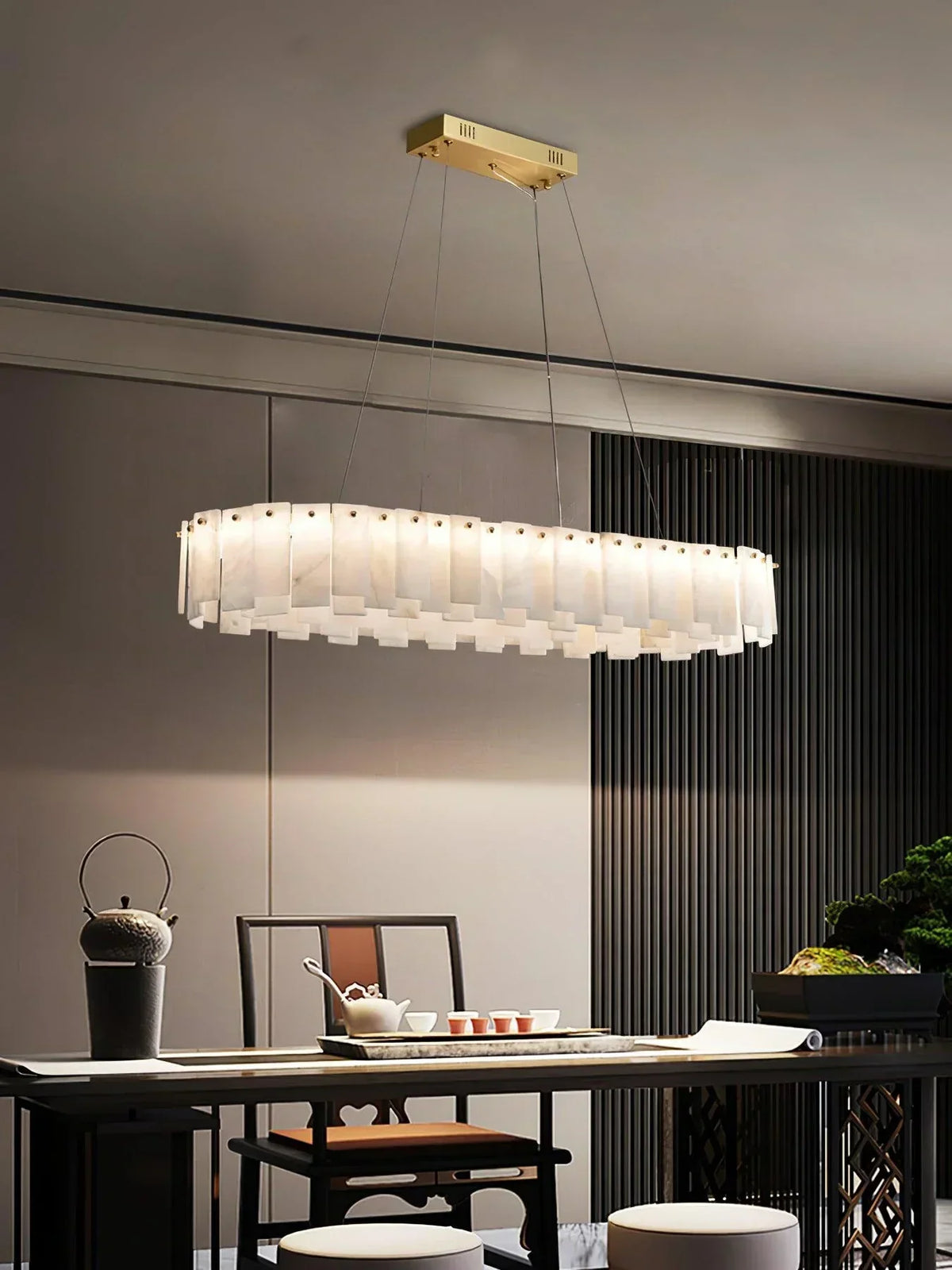 Modern Alabaster Celestial Round Chandelier – Alabaster detail 19