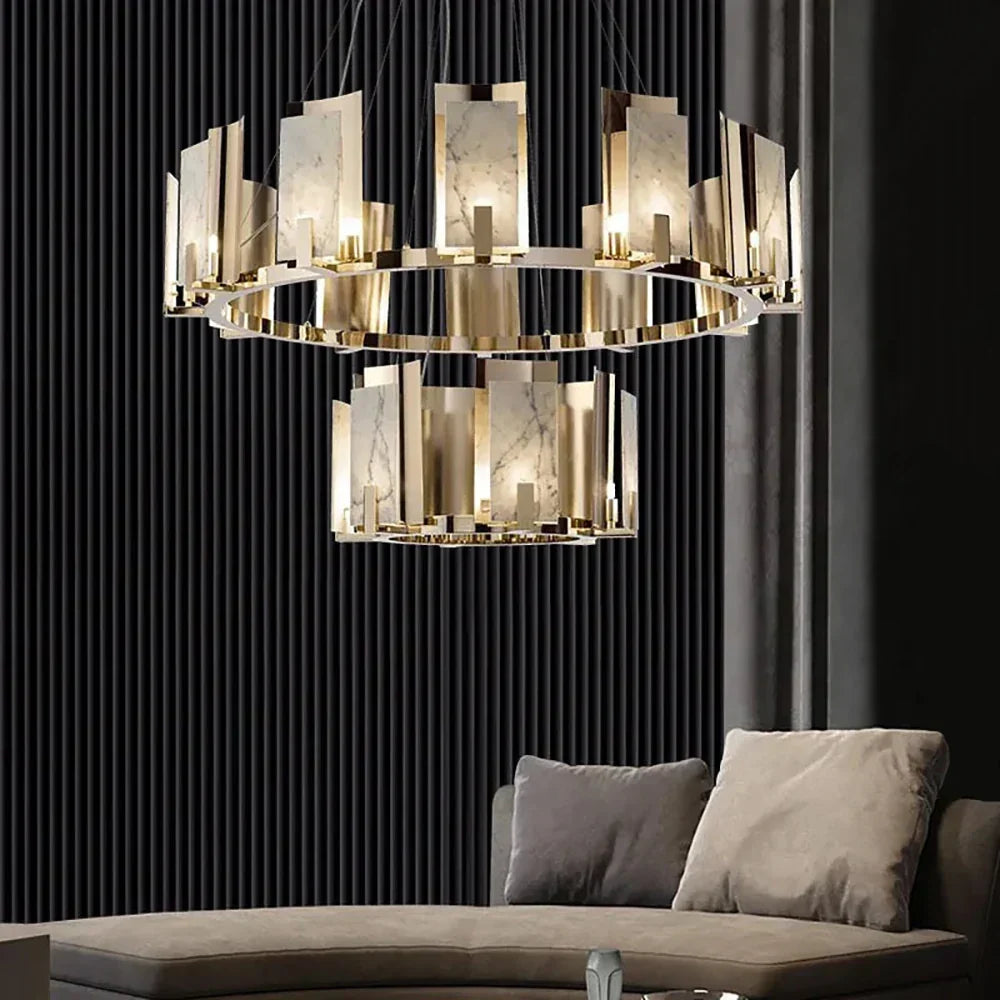 Modern Alabaster Jessie Round Chandelier – Alabaster detail 5