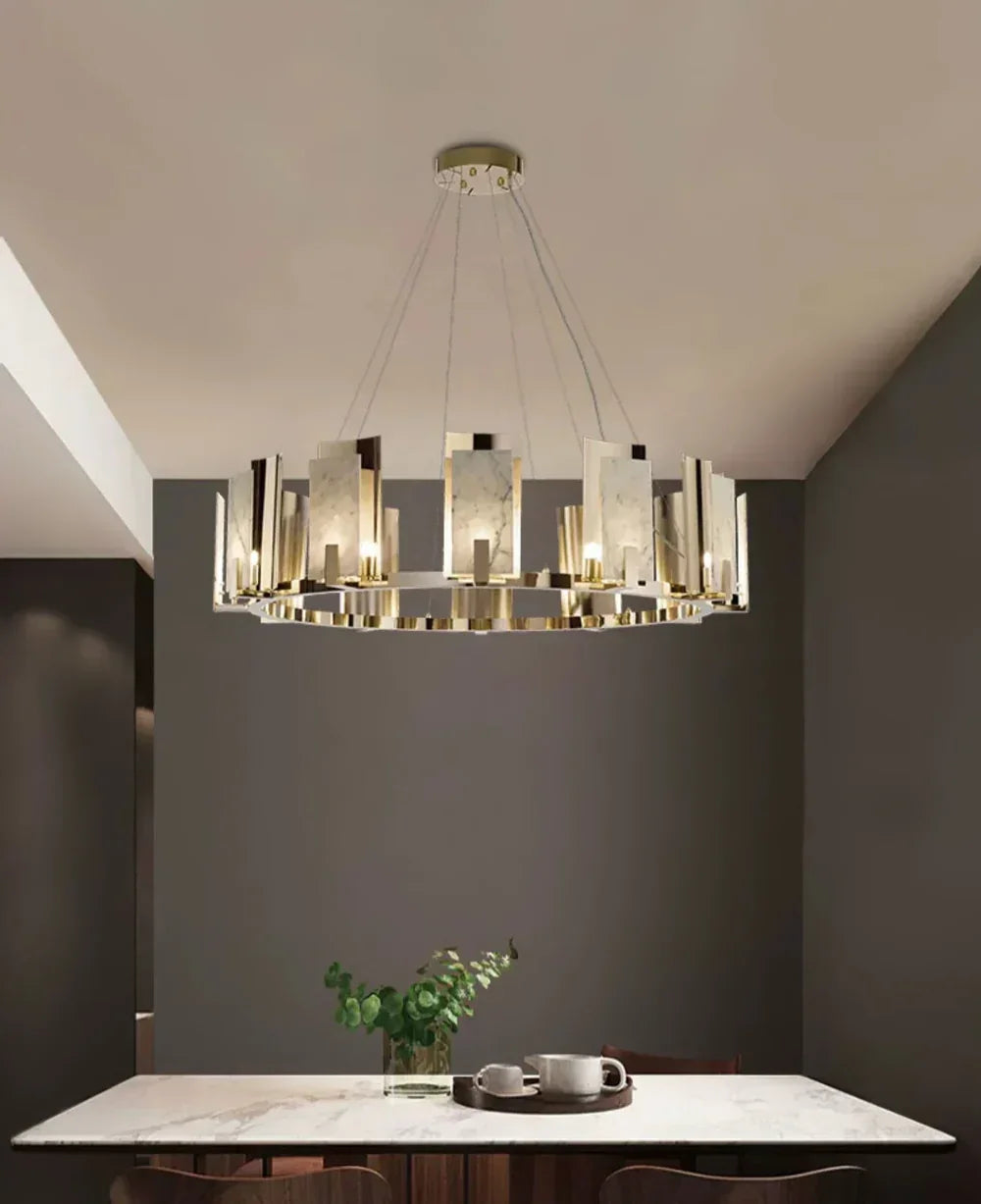 Modern Alabaster Jessie Round Chandelier – Alabaster detail 6