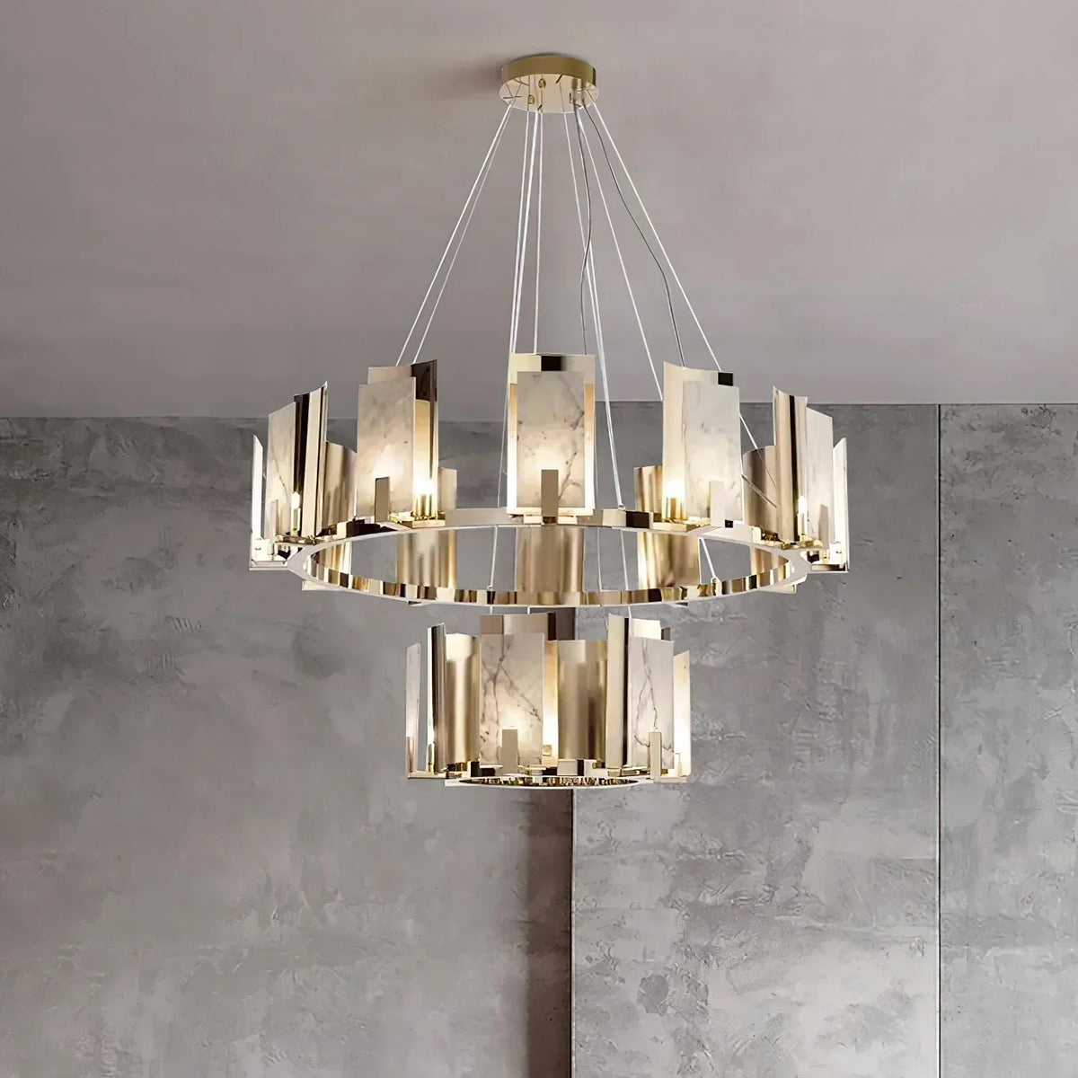 Modern Alabaster Jessie Round Chandelier – Alabaster detail 15