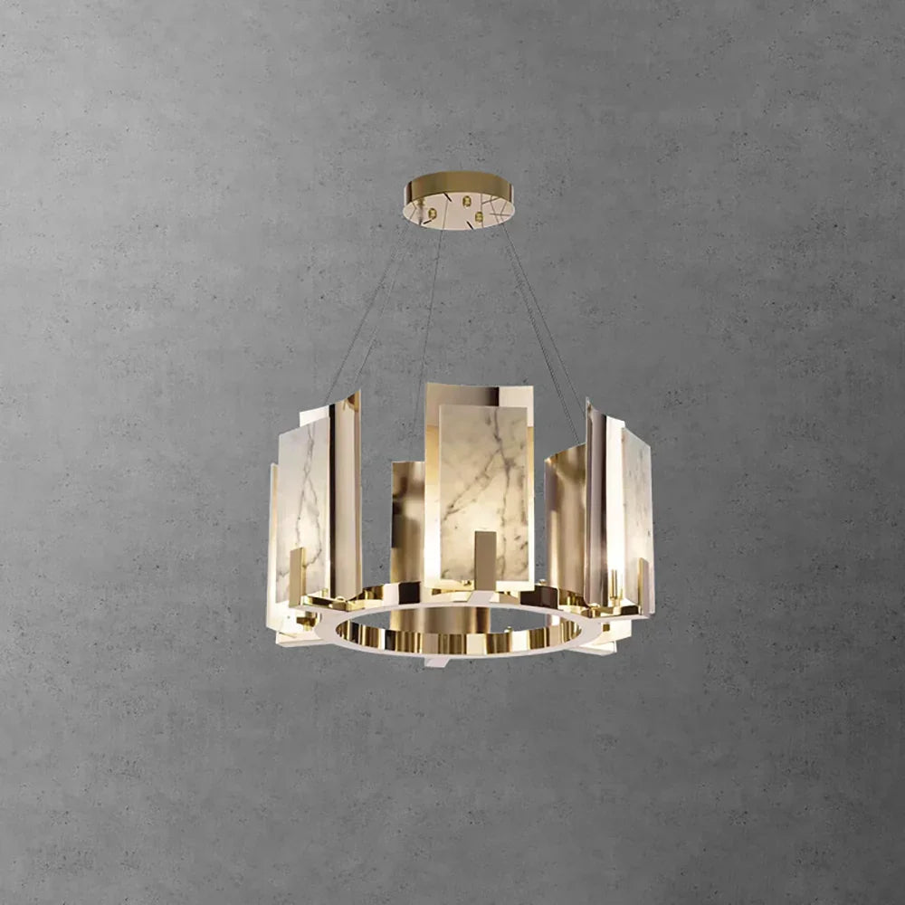 Modern Alabaster Jessie Round Chandelier – Alabaster detail 16