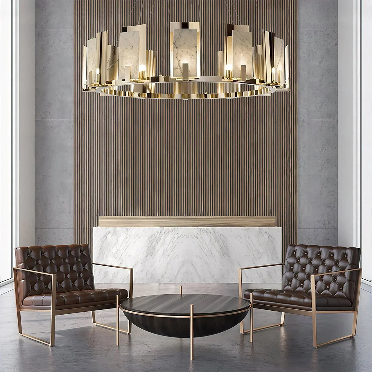 Modern Alabaster Jessie Round Chandelier – Alabaster detail 13