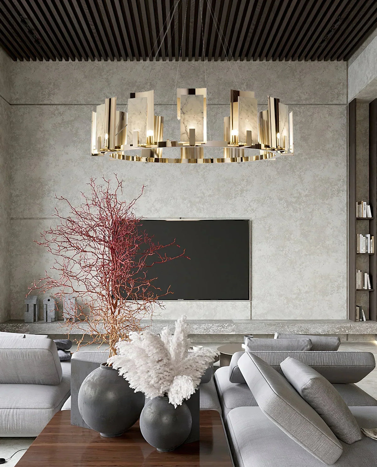 Modern Alabaster Jessie Round Chandelier – Alabaster detail 12